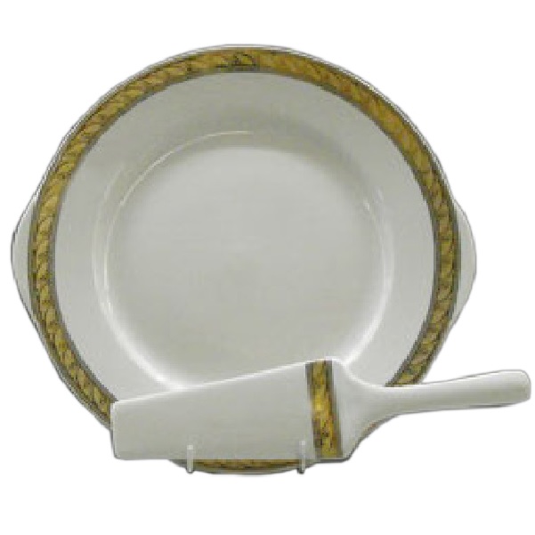 Кристина Плат-золотая лента Тарелка для торта с лопаткой КЛФ3915